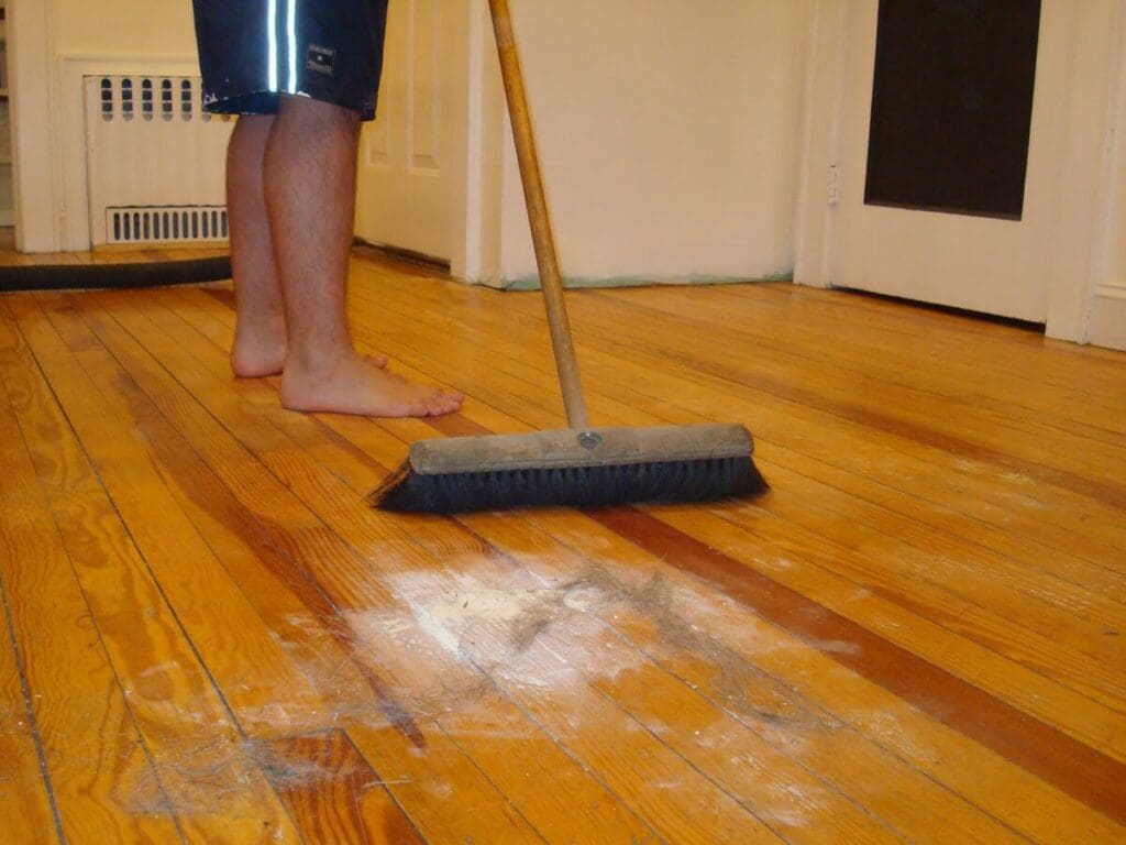 cleaning grooves of hardwood floor