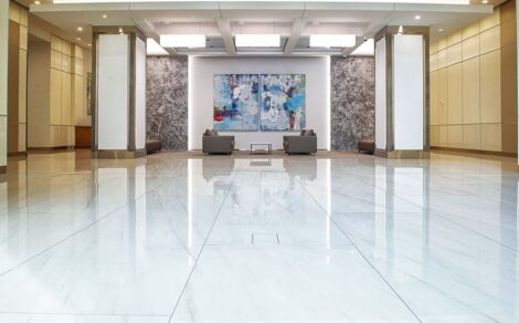 bank lobby with marble floor