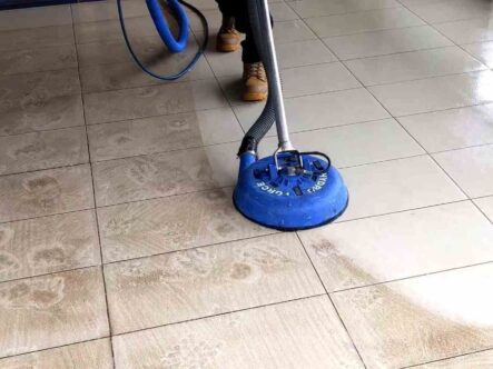 professional cleaning of grouted tiles